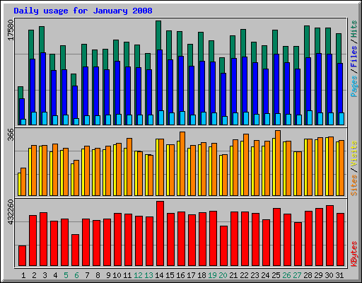 Daily usage for January 2008