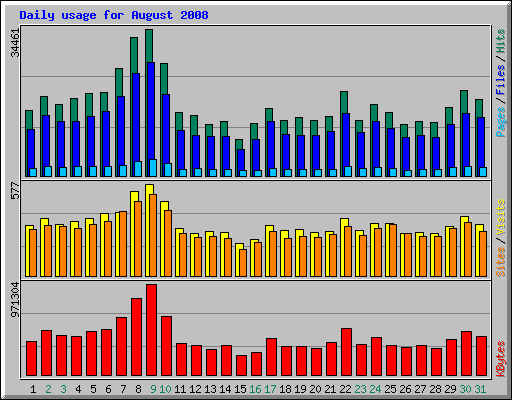 Daily usage for August 2008
