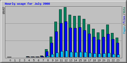 Hourly usage for July 2008