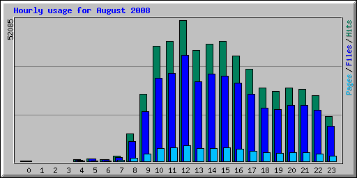 Hourly usage for August 2008