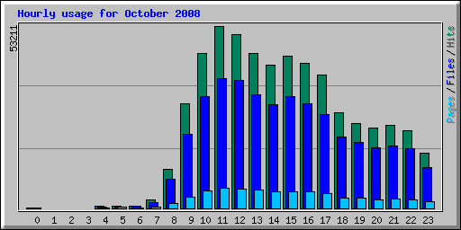 Hourly usage for October 2008