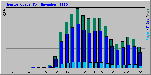 Hourly usage for November 2008